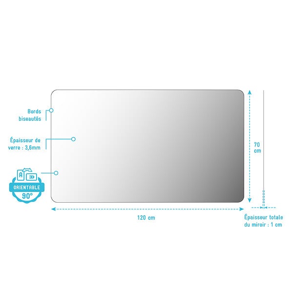 AURLANE - Miroir salle de bain - 120x70cm - GO - large
