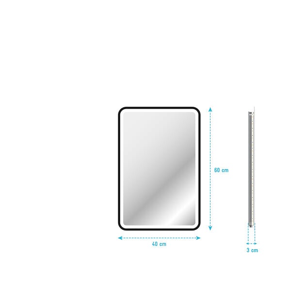 AURLANE - Miroir salle de bain avec eclairage LED et contour noir - 40x60cm - GO BLACK LED - large