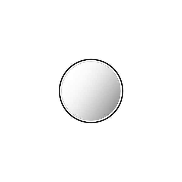 AURLANE - Miroir salle de bain ROND avec éclairage LED et contour noir - Diam 50cm - large
