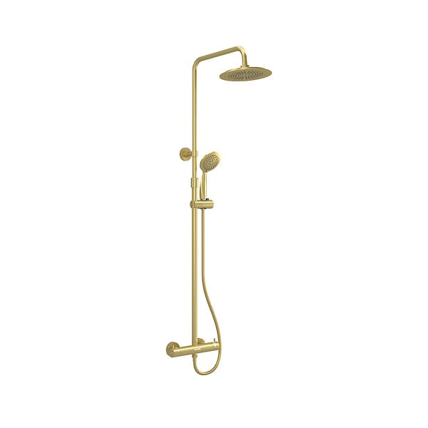 AURLANE - Colonne de douche Thermostatique finition Or Doré Brossé 133x26x52 cm - MOLLY GOLD - large