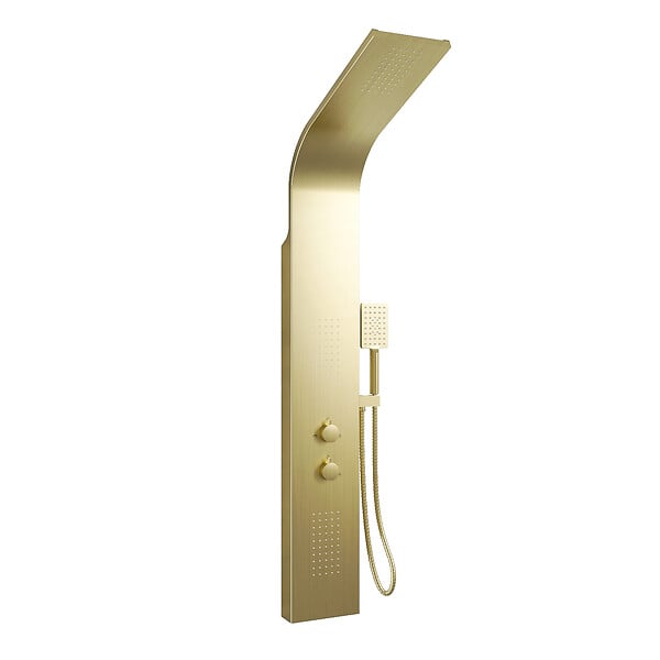 AURLANE - Colonne de douche Effet Pluie - 140x20cm - Acier inoxydable Or brossé - large