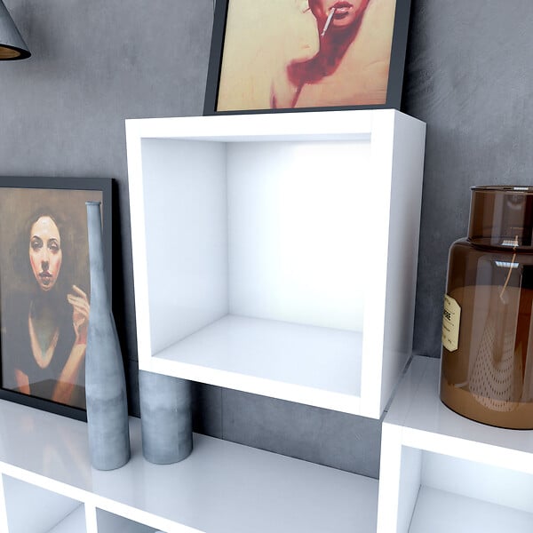 AURLANE - Etagère murale 30x30x20cm carrée blanche de rangement 1 emplacement - PERSONALYZ CUBE - large