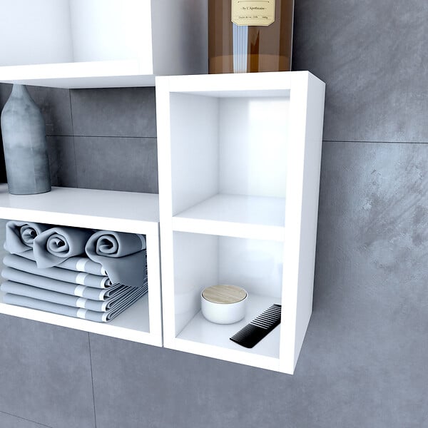 AURLANE - Etagère murale 40x20x20cm blanche de rangement 2 emplacements - PERSONALYZ DUO - large