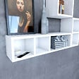 AURLANE - Etagère murale 80x20x20cm blanche de rangement 3 emplacements - PERSONALYZ TRIPLO - vignette