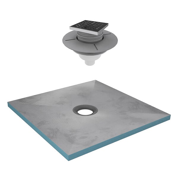 AURLANE - Receveur de Douche à Carreler 90x90 cm avec Bondes à Sortie Verticale - Grille Inox - large