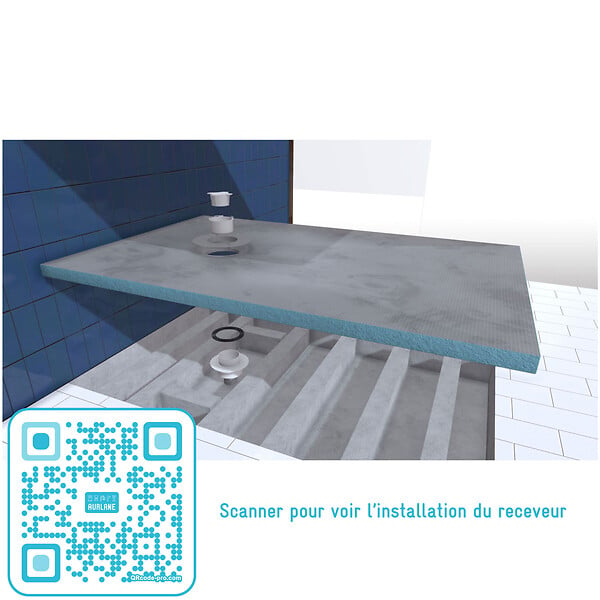 AURLANE - Receveur de Douche à Carreler 140x90 cm avec Bondes à Sortie Verticale - Grille Inox - large