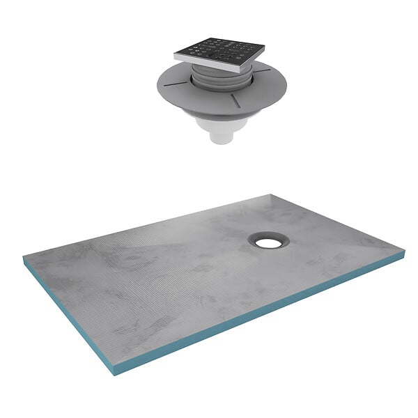 AURLANE - Receveur de Douche à Carreler 140x90 cm avec Bondes à Sortie Verticale - Grille Inox - large