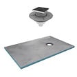 AURLANE - Receveur de Douche à Carreler 140x90 cm avec Bondes à Sortie Verticale - Grille Inox - vignette