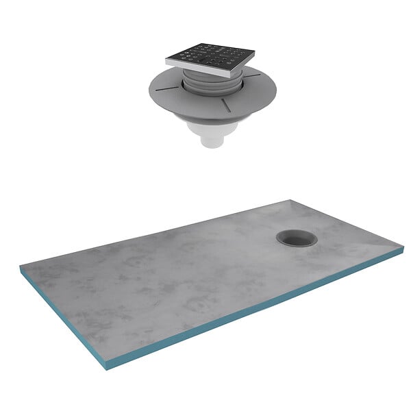 AURLANE - Receveur de Douche à Carreler 160x90 cm avec Bondes à Sortie Verticale - Grille Inox - large