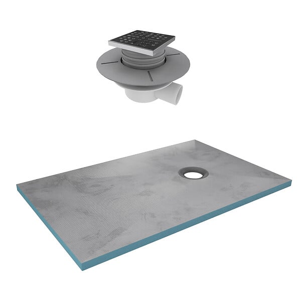 AURLANE - Receveur de Douche à Carreler 90x140 cm avec Bondes à Sortie Horizontale - Grille Inox - large