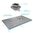 AURLANE - Receveur de Douche à Carreler 90x140 cm avec Bondes à Sortie Horizontale - Grille Inox - vignette