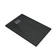 AURLANE - Receveur de douche Noir Effet Pierre 90x140 cm et Grille décor Linéaire en Inox - vignette