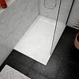 AURLANE - Receveur en acrylique Blanc Effet Pierre 80x120x4 cm + Grilles Linéaires Chrome et Blanche Mate - vignette