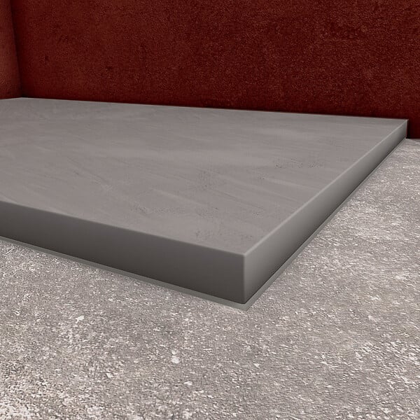 AURLANE - Receveur de douche Gris Effet Pierre 90x140 cm et Grille décor Linéaire en Inox - large