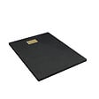 AURLANE - Receveur de douche Noir Effet Pierre 90x120 cm et Grille décor Linéaire Or Doré Brossé - vignette