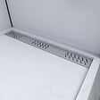 AURLANE - Receveur en acrylique Blanc Effet Pierre 80x120x4 cm - Grille Linéaire Chrome - MOON - vignette