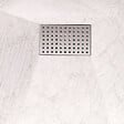 AURLANE - Receveur de douche Blanc Effet Pierre 90x140 cm et Grille décor Perforée en Inox - vignette