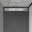 AURLANE - Receveur en acrylique Gris Effet Pierre 80x120x4 cm - Grille Linéaire Chrome - METEORA - vignette
