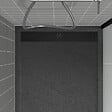 AURLANE - Receveur en acrylique Gris Effet Pierre 80x120x4 cm + Grilles Linéaires Chrome et Noire - METEORA - vignette