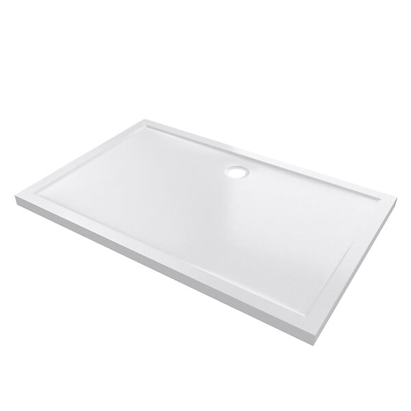 AURLANE - RECEVEUR DE DOUCHE A POSER EXTRA-PLAT EN ACRYLIQUE BLANC RECTANGLE - 140x90cm - BAC DE DOUCHE - large