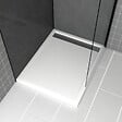 AURLANE - Receveur en acrylique Blanc 80x100x4 cm + Grilles Linéaires Chrome et Gun Metal - WHITENESS II - vignette