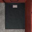 AURLANE - Receveur de douche Noir Effet Pierre 90x120 cm et Grille décor Perforée en Inox - vignette