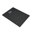 AURLANE - Receveur de douche Noir Effet Pierre 90x120 cm et Grille décor Perforée en Inox - vignette