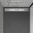 AURLANE - Receveur en acrylique Gris Effet Pierre 90x140x5 cm - Grille Linéaire Chrome - METEORA - vignette