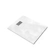 AURLANE - Receveur de douche Blanc Effet Pierre 80x100 cm et Grille décor Linéaire en Inox - vignette