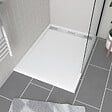 AURLANE - Receveur en acrylique Blanc 90x120x4 cm - Grille Linéaire Chrome - WHITENESS II - vignette