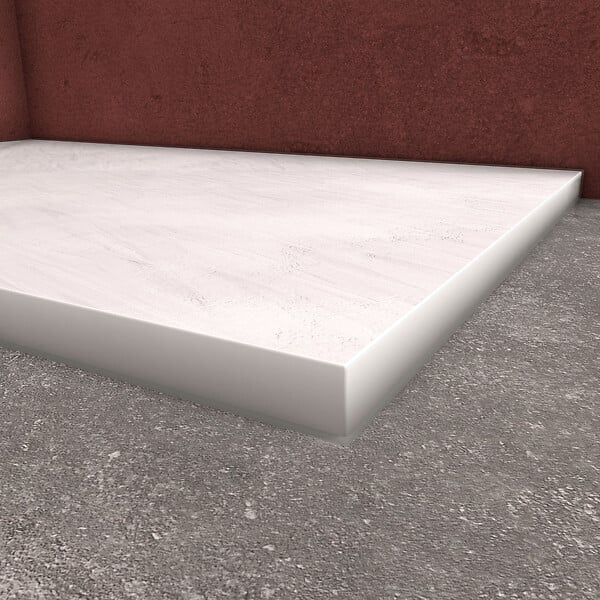 AURLANE - Receveur de douche Blanc Effet Pierre 80x120 cm et Grille décor Perforée en Inox - large