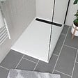 AURLANE - Receveur en acrylique Blanc 80x120x4 cm - Grille Linéaire Noire - WHITENESS II - vignette