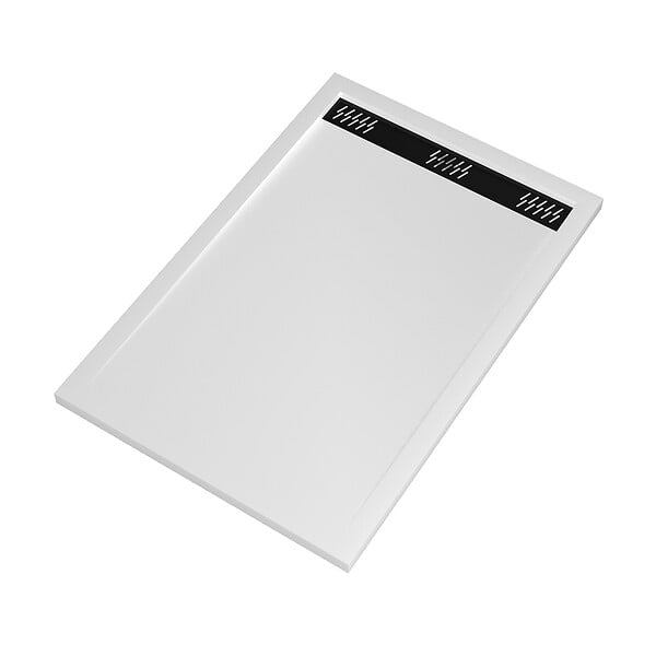 AURLANE - Receveur en acrylique Blanc 80x120x4 cm - Grille Linéaire Noire - WHITENESS II - large
