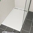 AURLANE - Receveur en acrylique Blanc 90x140x5 cm - Grille Linéaire Chrome - WHITENESS II - vignette