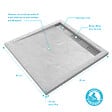 AURLANE - Receveur en acrylique Blanc Effet Pierre 80x80x4 cm - Grille Linéaire Chrome - MOON - vignette