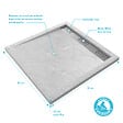 AURLANE - Receveur en acrylique Blanc Effet Pierre 90x90x4 cm - Grille Linéaire Chrome - MOON - vignette