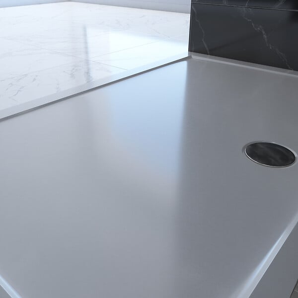 AURLANE - RECEVEUR DE DOUCHE A POSER EXTRA-PLAT ACRYLIQUE BLANC RECTANGLE -120x90cm - large