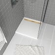AURLANE - Receveur en acrylique Blanc 80x80x4 cm + Grilles Linéaires Chrome et Or Brossé - WHITENESS II - vignette
