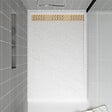 AURLANE - Receveur en acrylique Blanc Effet Pierre 80x140x5 cm + Grilles Linéaires Chrome et Or Brossé - MOON - vignette