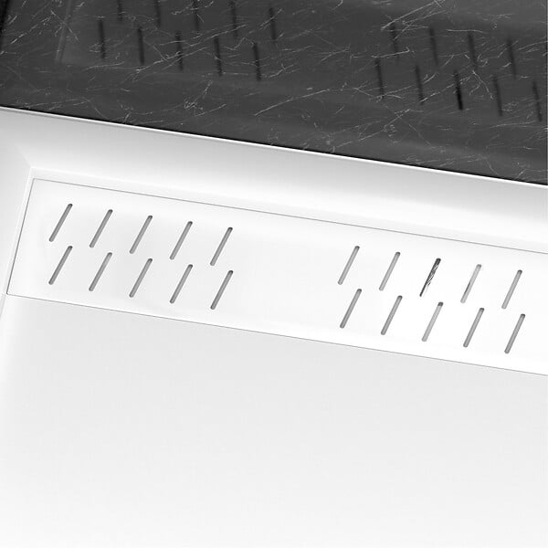 AURLANE - Receveur en acrylique Blanc 90x90x4 cm + Grilles Linéaires Chrome et Blanche Mate - large