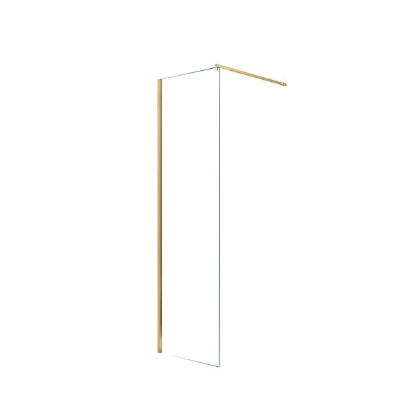 AURLANE - Paroi de Douche 50x195 cm en Verre Trempé 5 mm - Finition Or Brossé - GOLD ELEMENTARY - large