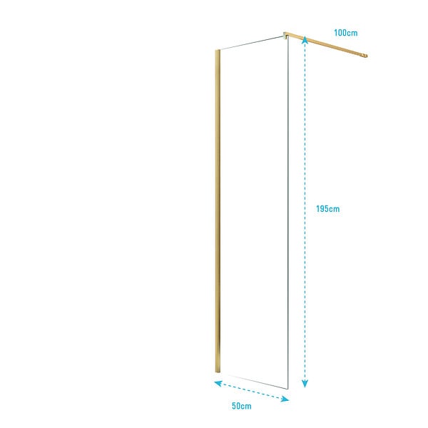 AURLANE - Paroi de Douche 50x195 cm en Verre Trempé 5 mm - Finition Or Brossé - GOLD ELEMENTARY - large