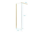 AURLANE - Paroi de Douche 50x195 cm en Verre Trempé 5 mm - Finition Or Brossé - GOLD ELEMENTARY - vignette