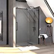 AURLANE - Porte de douche 140x200cm type industriel coulissante NOIR MAT - verre trempe 8mm - vignette