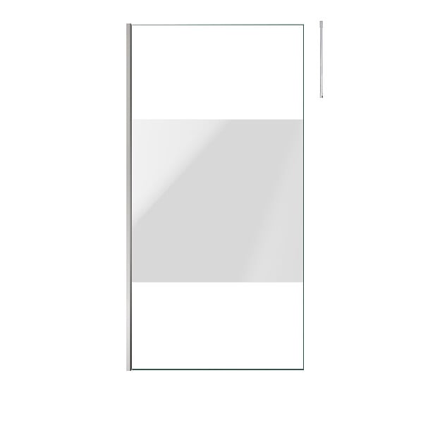 AURLANE - Paroi de Douche 100x200cm Dépolie - Profilé + Barre Plafond Finition Chrome - FREEDOM 2 FROSTED - large