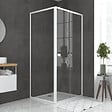 AURLANE - Pack porte de douche Coulissante blanc 100x185cm + retour 80 verre transparent 5mm - WHITY slide 100 - vignette