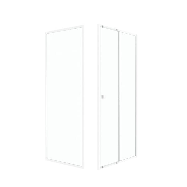 AURLANE - Pack porte de douche Coulissante blanc 100x185cm + retour 80 verre transparent 5mm - WHITY slide 100 - large