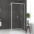 AURLANE - Pack porte de douche Coulissante blanc 100x185cm + retour 80 verre transparent 5mm - WHITY slide 100 - vignette