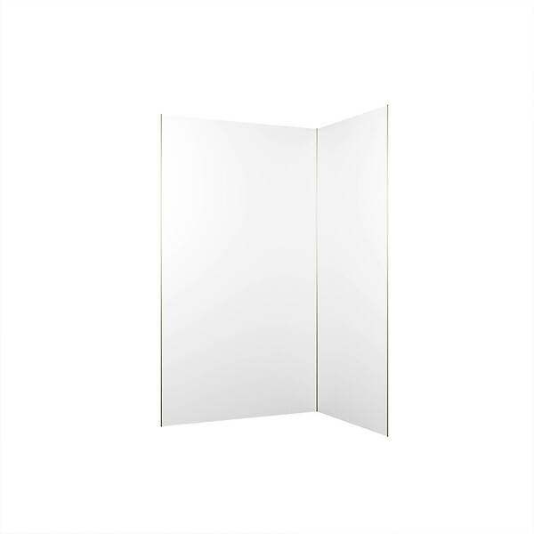 AURLANE - Pack 2 Panneaux Muraux en Aluminium Blanc 120+90x210 cm + Profilés Or Doré Brossé - large