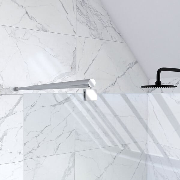 AURLANE - Paroi de Douche 120x200cm Verre Transparent - Barre de Fixation Extensible et Profil Chrome - large